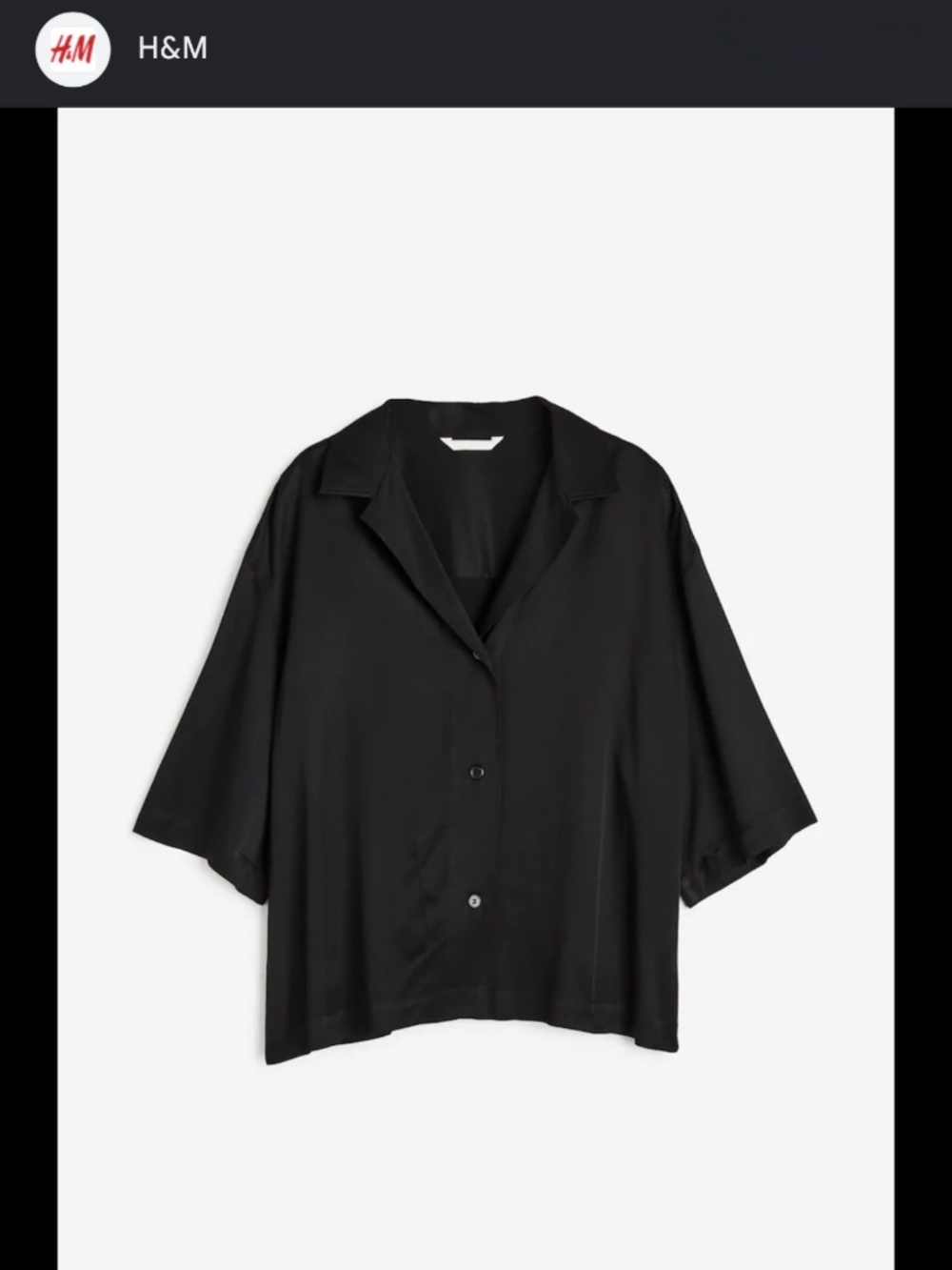 H&M Black Satin Camp Shirt NWT